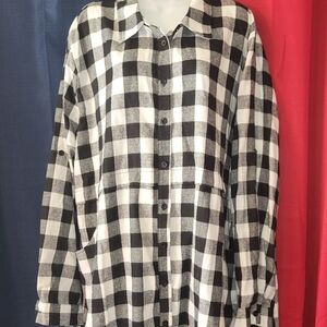 Hotouch XXXL oversized black and white plaid flannel with pockets, grunge goth